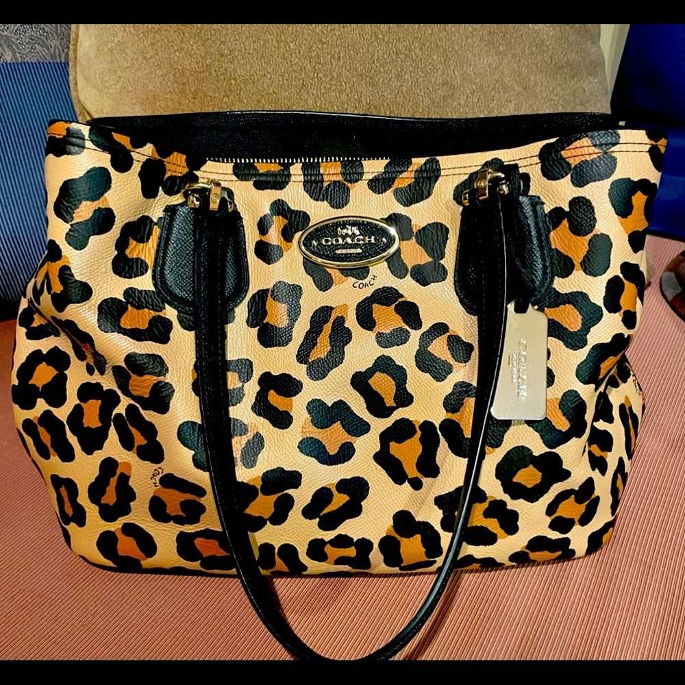 Leopard print Coach tote.